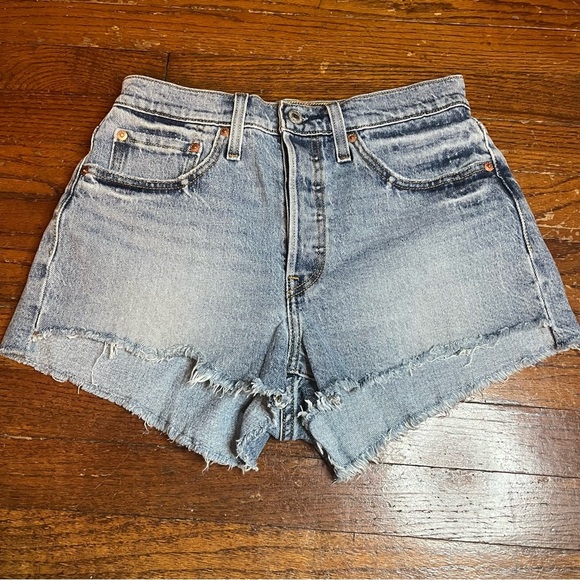 Levi's Pants - Levi's Blue Frayed Hem Button Fly Jean Shorts